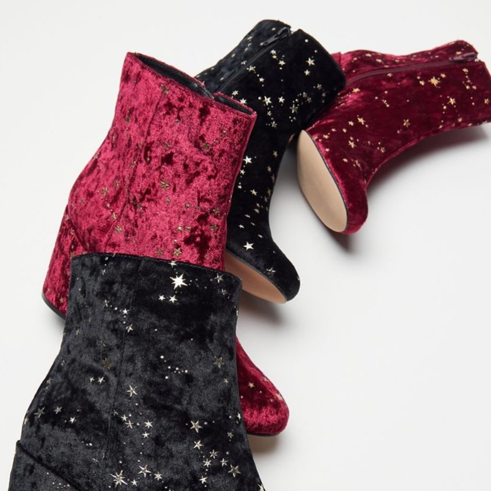 Margot Constellation Zodiac Stars Moon Velvet Boot - Picture 5 of 5